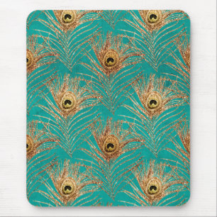 Alfombrilla De Ratón Glitter Peacock Feathers Pattern