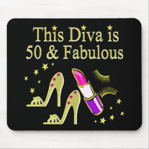 ALFOMBRILLA DE RATÓN GLITZY GOLD 50TH BIRTHDAY DIVA DISEÑN