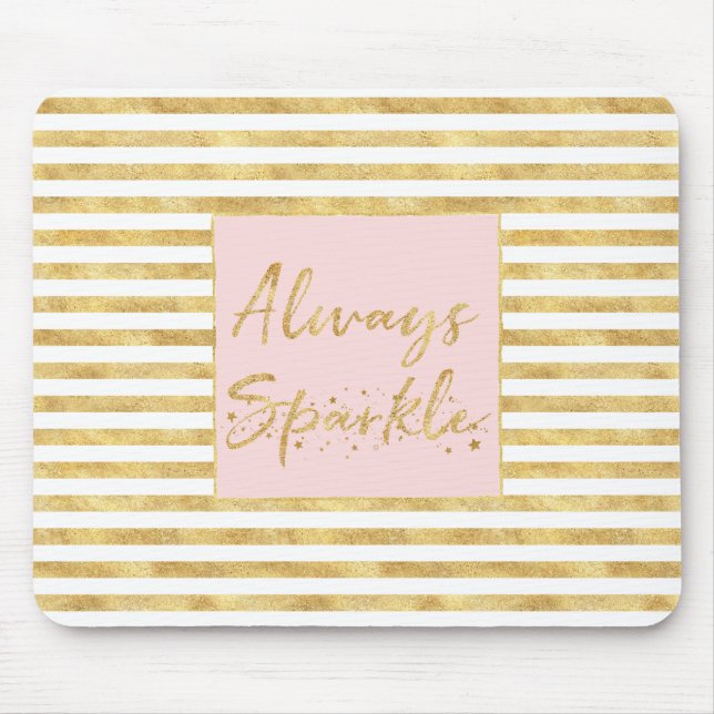 Alfombrilla De Ratón Glitzy Gold Stripes Sparkle (Frente)