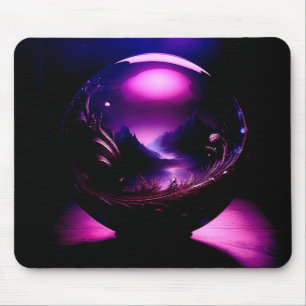 Alfombrilla De Ratón Globe transparente morado con paisaje montañoso