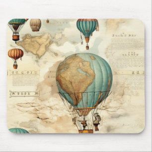 Alfombrilla De Ratón Globo de aire caliente de época en un paisaje sere