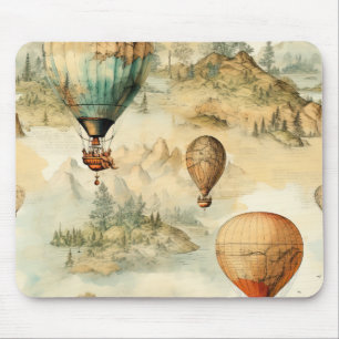 Alfombrilla De Ratón Globo de aire caliente de época en un paisaje sere