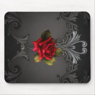 Alfombrilla De Ratón Globo Glamour Rosa Roja Ornamental Negro Gótico