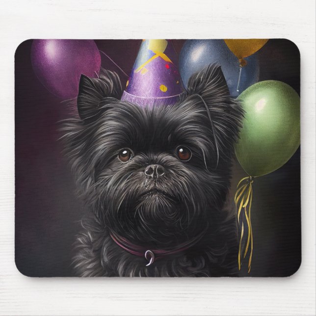 Alfombrilla De Ratón Globos de cumpleaños de Affenpinscher Dog (Frente)