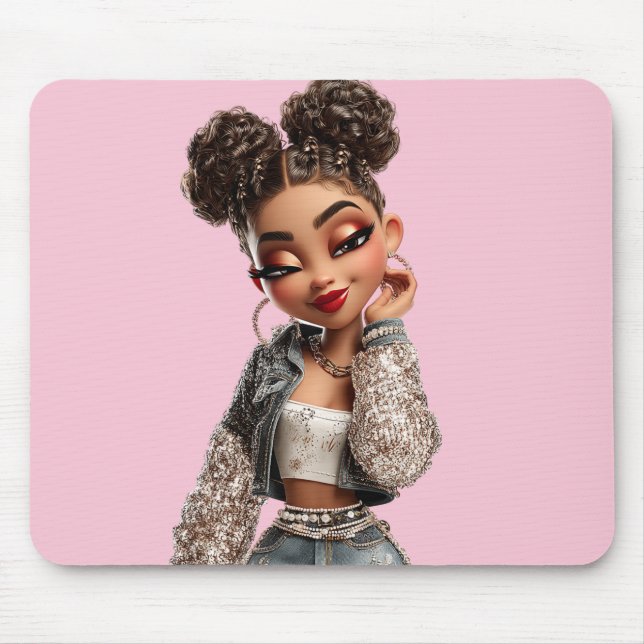 Alfombrilla De Ratón Glow Getter Mousepad | Sparkle Denim Glam (Frente)