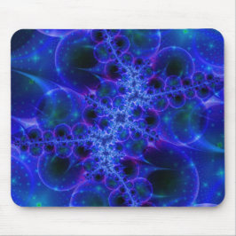 Alfombrilla De Ratón Glow Stars | Arte fractal azul y blanco