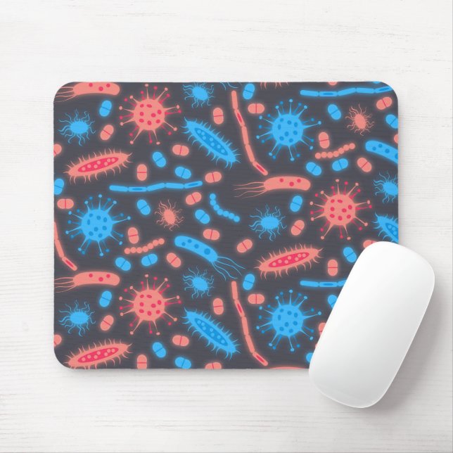 Alfombrilla De Ratón Glowing Bacteria Microorganism pink blue (Con ratón)