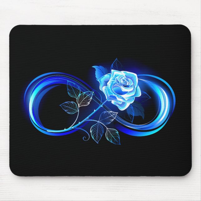 Alfombrilla De Ratón Glowing infinity with blue rose (Frente)
