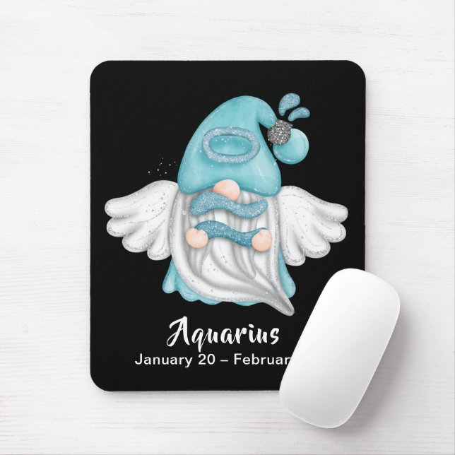 Alfombrilla De Ratón Gnome Aquarius Astrología Rótulo Angel Almohadilla (Con ratón)