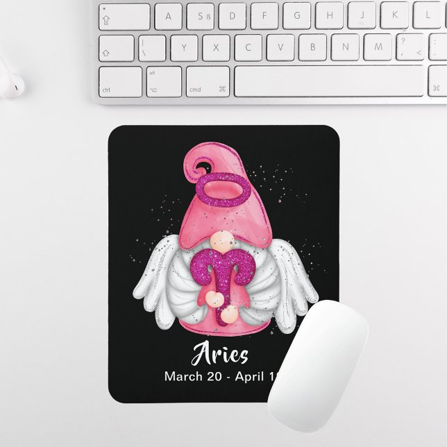 Alfombrilla De Ratón Gnome Aries Astrología Rótulo Angel Mouse Pad (Gnome Aries Astrology Sign Angel Mouse Pad)