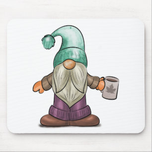 Alfombrilla De Ratón Gnome de otoño con café Mug