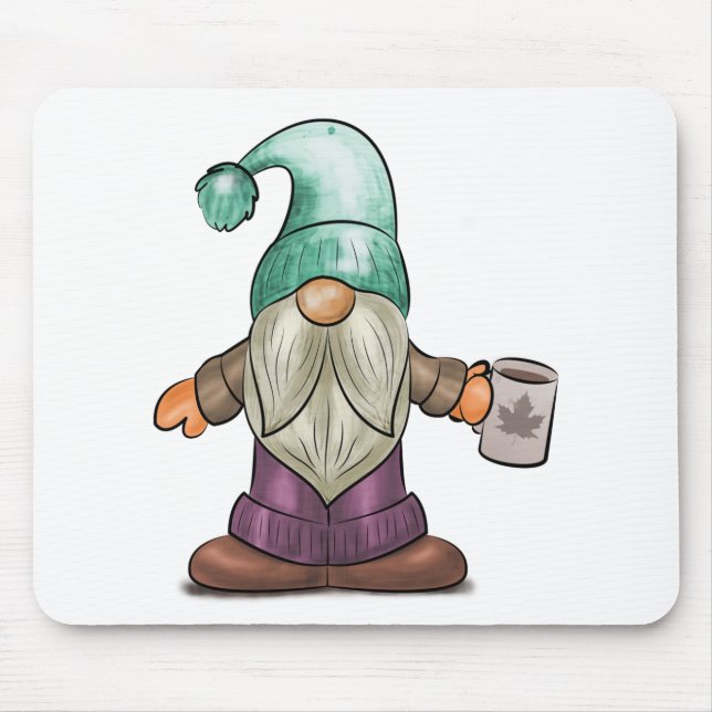 Alfombrilla De Ratón Gnome de otoño con café Mug (Frente)
