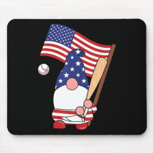 Alfombrilla De Ratón Gnome de Santa Béisbol - 4 de julio