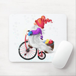 Alfombrilla De Ratón Gnome divertido con bicicletas y regalos - Feliz N