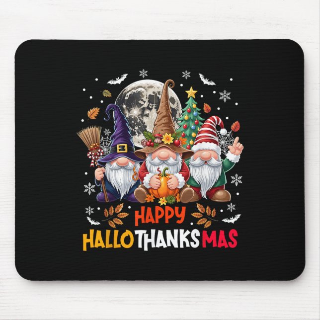 Alfombrilla De Ratón Gnome Hallothanksmas Halloween Thanksgiving Christ (Frente)