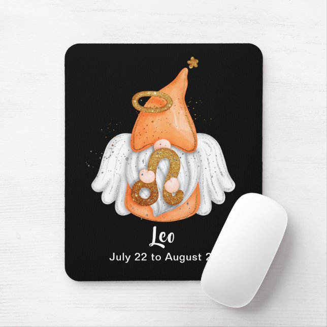 Alfombrilla De Ratón Gnome Leo Astrología Rótulo Angel Mouse Pad (Con ratón)