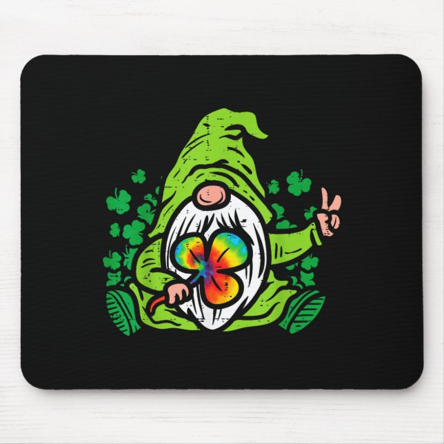 Alfombrilla De Ratón Gnome Tie Dye Shamrock Clover St Patricks Day Hipe (Frente)