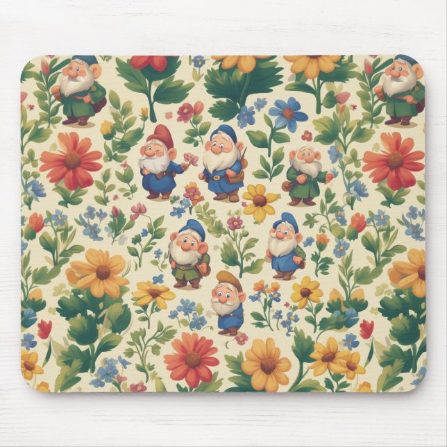 Alfombrilla De Ratón Gnome un diseño de patrones de flores (Frente)