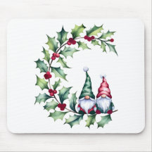 Gnomes de color de agua sentados en Holly Twig