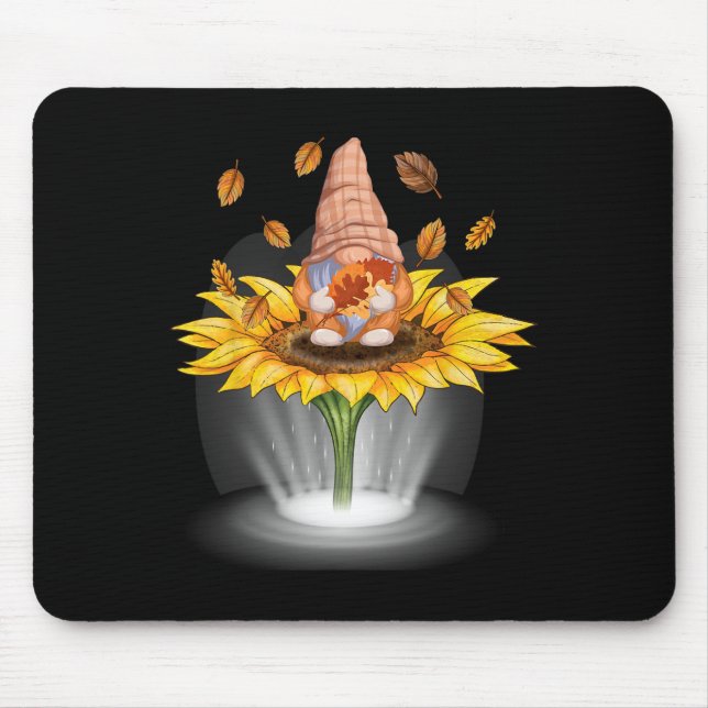 Alfombrilla De Ratón Gnomes Fall Leaf Tree Otoño Beam Sunflower Gracias (Frente)