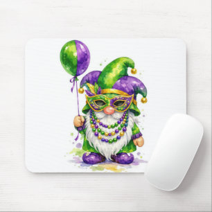Alfombrilla De Ratón Gnomo de Mardi Gras con globo de fiesta