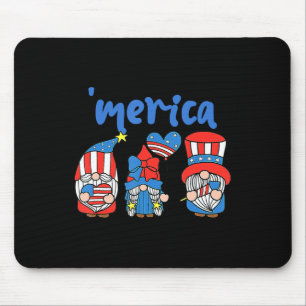 Alfombrilla De Ratón Gnomos Merica USA Bandera Fuegos Artificiales Día