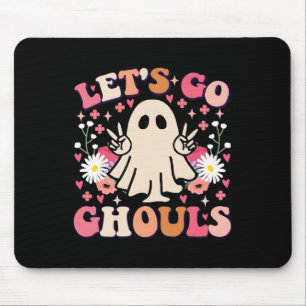 Alfombrilla De Ratón Go Ghouls Retro Floral Fantasma Groovy Halloween