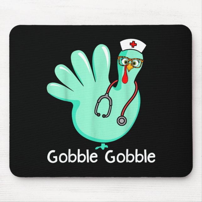 Alfombrilla De Ratón Gobble Gobble Funny Turkey Glove Thanksgiving Nurs (Frente)