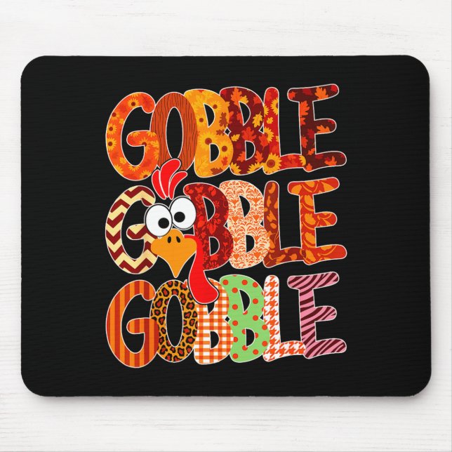 Alfombrilla De Ratón Gobble Gobble Funny Turkey Thanksgiving Women Girl (Frente)