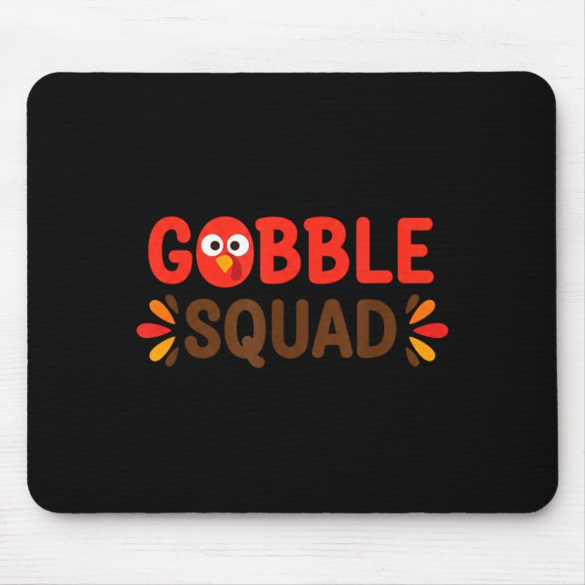 Alfombrilla De Ratón Gobble Squad Thanksgiving Turkey Day Lunch Lady Ca (Frente)