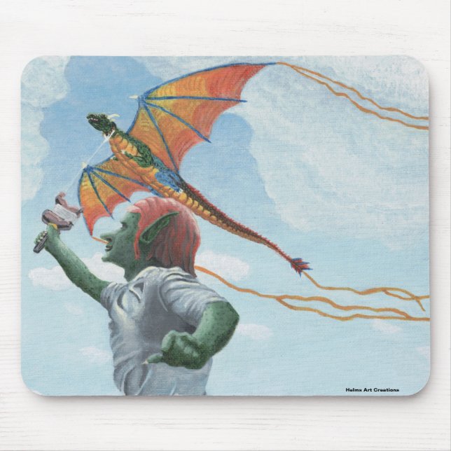 Alfombrilla De Ratón Goblin Flying Rainbow Dragon Kite Fantasy Mousepad (Frente)