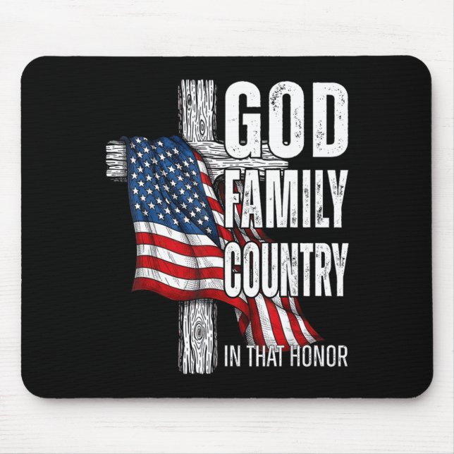 Alfombrilla De Ratón God Family Country American Flag Christian Patriot (Frente)