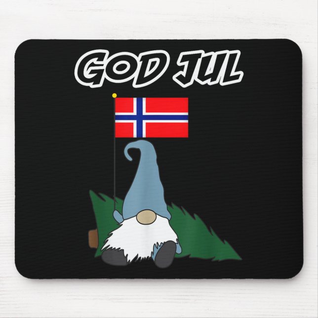 Alfombrilla De Ratón God Jul Norwegian Gnome Merry Christmas Norway Tee (Frente)