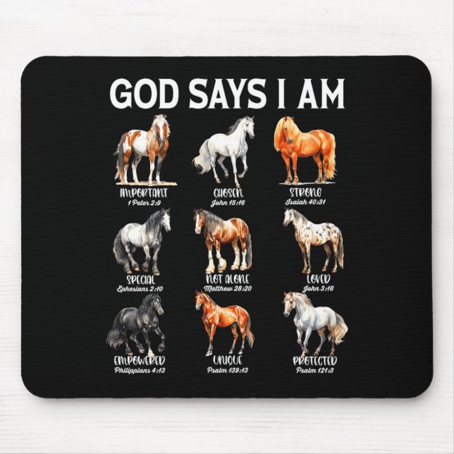 Alfombrilla De Ratón God Says I Am Horse Christian Girl Teen Boy Bible  (Frente)