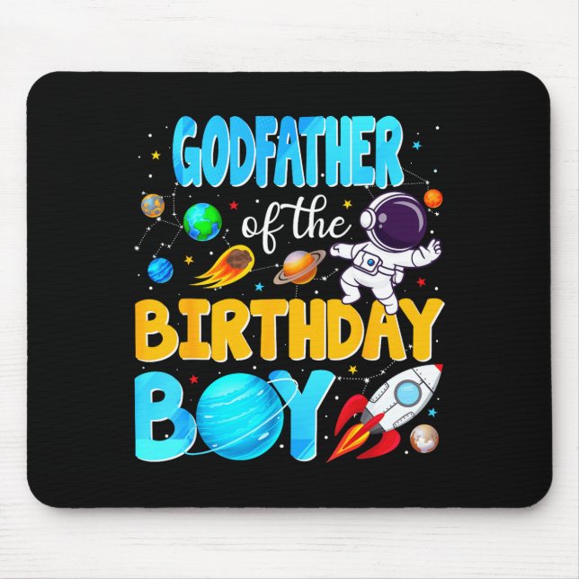 Alfombrilla De Ratón Godfather Of The Birthday Boy Space Astronaut 1st  (Frente)