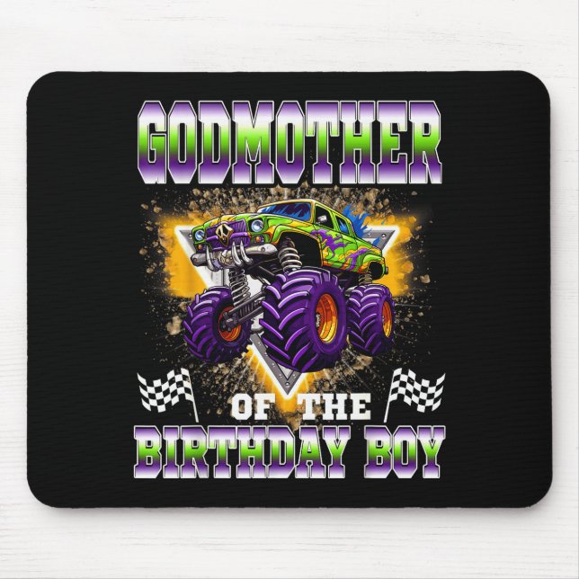 Alfombrilla De Ratón Godmother Of The Birthday Boy Monster Truck Birthd (Frente)