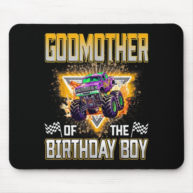 Alfombrilla De Ratón Godmother Of The Birthday Boy Monster Truck Birthd (Frente)