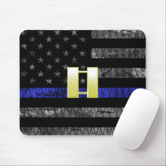 Alfombrilla De Ratón (Gold) Captain Thin Blue Line Distressed Flag