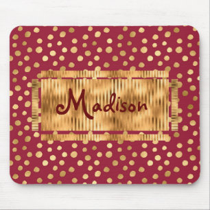Alfombrilla De Ratón Gold Cheetah Burgundy Chic Elegant Stylish Trendy