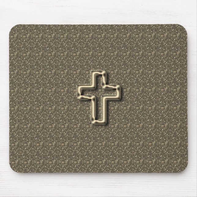 Alfombrilla De Ratón Gold-CROSS-Christian-Faith_Churches_Taupe (Frente)
