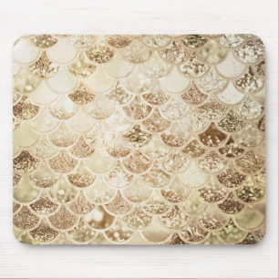 Alfombrilla De Ratón Gold de moda Rubor Ombre Purpurina Mermaid Fish Sc