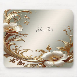 Alfombrilla De Ratón Gold Floral Mousepad