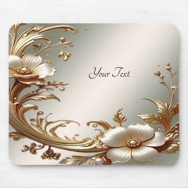 Alfombrilla De Ratón Gold Floral Mousepad (Frente)