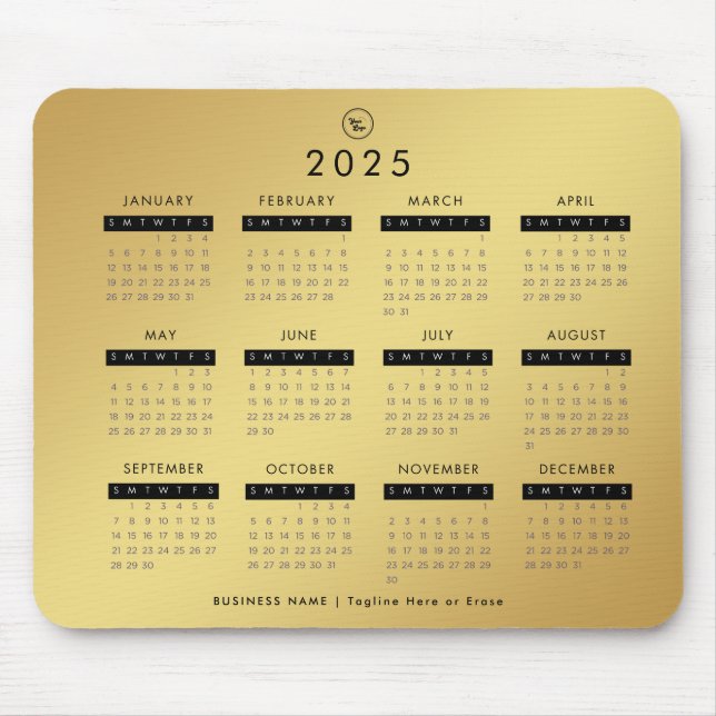 Alfombrilla De Ratón Gold Gradient 2023 Calendar Custom Business Logo (Frente)
