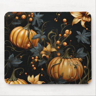 ALFOMBRILLA DE RATÓN GOLD HALLOWEEN PUMPKINS HOJAS VERDES OSCURAS