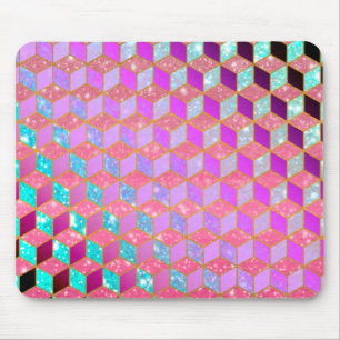 Alfombrilla De Ratón Gold Lined Diamond-Shaped Hexagon in Pastel
