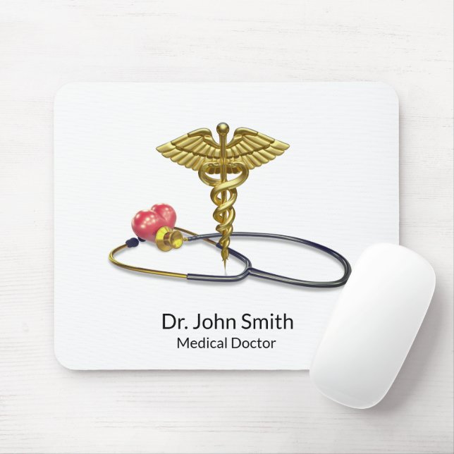 Alfombrilla De Ratón Gold Medical Stethoscope & Caduceus with Heart (Con ratón)