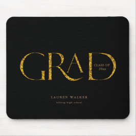 Alfombrilla De Ratón gold sparkle elegant script graduate