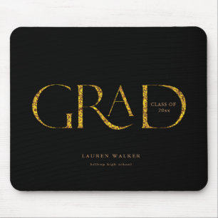 Alfombrilla De Ratón gold sparkle elegant script graduate