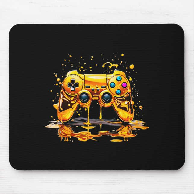 Alfombrilla De Ratón Gold Splash Video Game Controller Golden Gamer Gam (Frente)